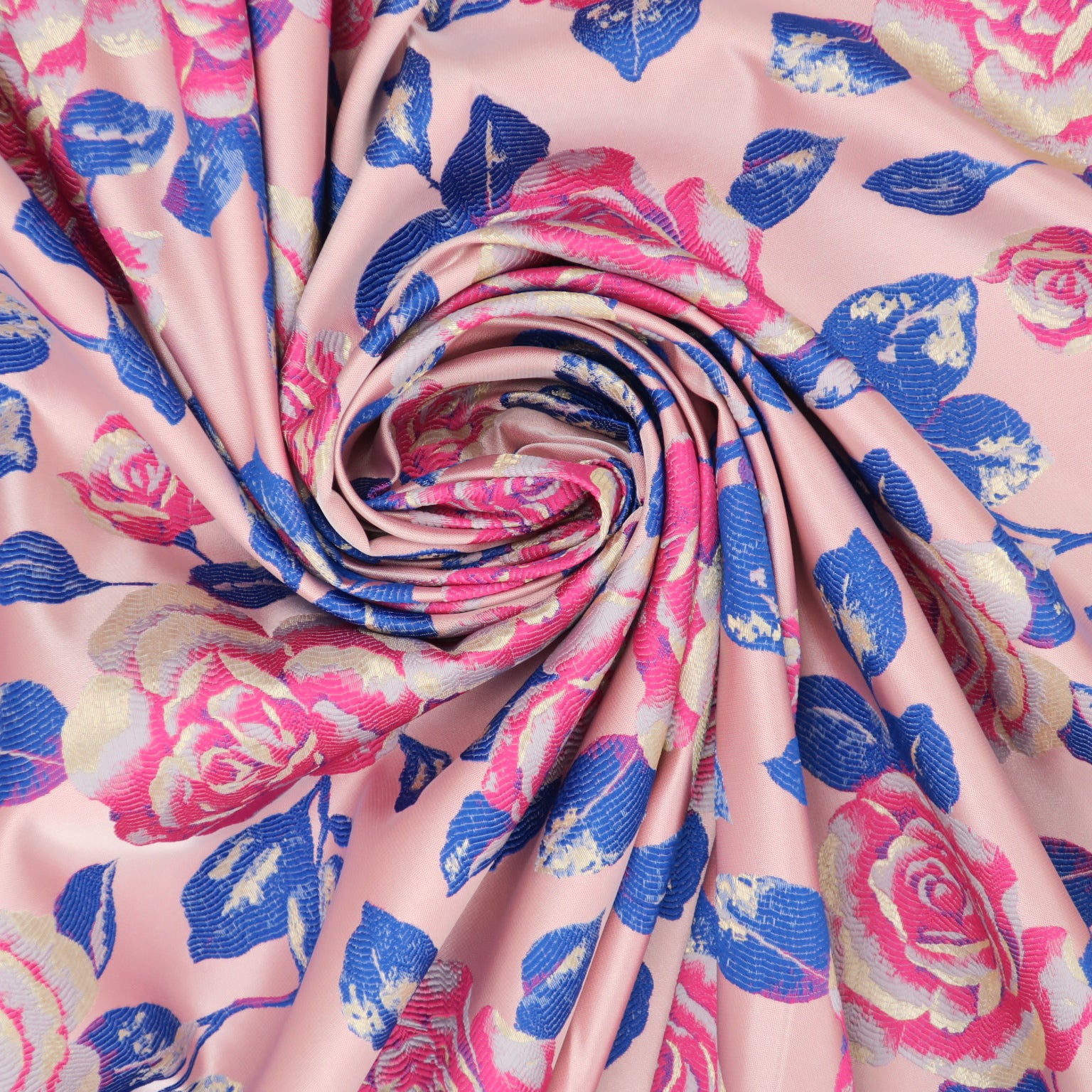 Light Pink and Blue Florals Brocade Fabric– Rex Fabrics
