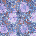 Lilac and Celeste Floral on Black Organza Background Brocade Fabric - Rex Fabrics