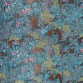 Blue, Green and Blush Black Organza Background Brocade Fabric - Rex Fabrics