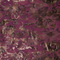 Bronze and Gold Floral on Magenta Background Brocade Fabric - Rex Fabrics