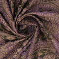 Purple, Brown and Gold Abstract Floral Brocade Fabric - Rex Fabrics