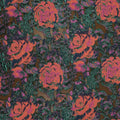 Gloucester Green with Orange and Purple Textured Florals Brocade Fabric - Rex Fabrics