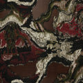 Green and Gold Abstract on Onyx Black Organza Brocade Fabric - Rex Fabrics