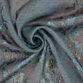 Aqua and Bronze Florals on Organza Brocade Fabric - Rex Fabrics