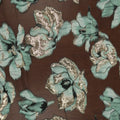 Mint Green and Gold Floral on a Black Organza Brocade Fabric - Rex Fabrics