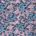Light Pink Lurex Thread with Sky Blue Florals Brocade Fabric - Rex Fabrics