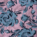 Light Pink Lurex Thread with Sky Blue Florals Brocade Fabric - Rex Fabrics
