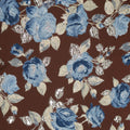 Light Blue and Gold Florals on a Brown Background Floral Brocade Fabric - Rex Fabrics