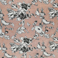 Silver and Black Florals on Organza Brocade Fabric - Rex Fabrics