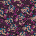 Dark Purple Aqua and Gold Florals Brocade Fabric - Rex Fabrics