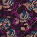 Dark Purple Aqua and Gold Florals Brocade Fabric - Rex Fabrics