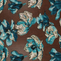 Aqua and Gold Florals on Black Organza Brocade Fabric - Rex Fabrics