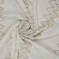 White Silver and Gold Chevron Textured Brocade Fabric - Rex Fabrics