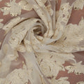 Cool Metallic Gold Floral on Sheer Organza Brocade Fabric - Rex Fabrics