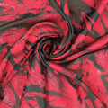 Scarlet Red Abstract on Black Organza Brocade Fabric - Rex Fabrics