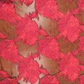 Wine and Red Abstract Florals on Black Organza Brocade Fabric - Rex Fabrics
