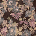 Gold Blush and Gray Florals on Black Organza Brocade Fabric - Rex Fabrics