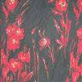 Red and Gold Modern on Black Taffeta Like Brocade Fabric - Rex Fabrics