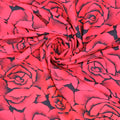 Wet Coral Red Roses Textured Brocade Fabric - Rex Fabrics