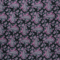 Purple Paisley on Black Background Printed Viscose Lining - Rex Fabrics
