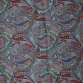 Teal, Wine, Gold and Purple Paisley on Blue Background Printed Viscose Lining - Rex Fabrics