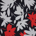 White and Red Double Sided Floral On Blue Printed Polyester Mikado Fabric - Rex Fabrics