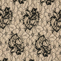 Beige and Black Corded Embroidered Lace Fabric - Rex Fabrics