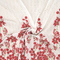 White with Red and Green Floral with Eyelet Embroidered Cotton Lace - Rex Fabrics