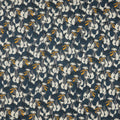 Navy Background with Animal Print Foxes Print Stretch Printed Satin Silk Fabric - Rex Fabrics
