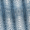 Medium Blue and White Leopard Animal Printed Silk Charmeuse Fabric - Rex Fabrics