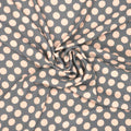 Light Gray Polka Dots on Semi Black Background Printed Silk Charmeuse Fabric - Rex Fabrics