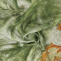 Mint Green Cheetah Animal Print with Palms and Arabesque Printed Silk Charmeuse Fabric - Rex Fabrics