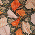 Orange Arabesques and Polka Dots Printed Silk Charmeuse Fabric - Rex Fabrics