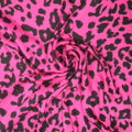 Fuchsia and Black Animal Print Leopard Printed Silk Charmeuse Fabric - Rex Fabrics
