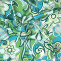 Aqua Green Abstract Printed Silk Charmeuse Fabric - Rex Fabrics