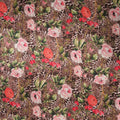 Pink Animal Print with Green and Red Florals Printed Silk Charmeuse Fabric - Rex Fabrics