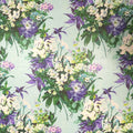 Aqua Blue and Green Florals Printed Silk Chiffon Fabric - Rex Fabrics