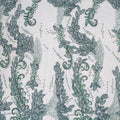 Teal Green Beaded with Sequins Floral Embroidered Tulle Fabric - Rex Fabrics