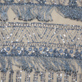 Sky Blue Sequins Pearls and Beads Abstract Modern Embroidered Tulle Fabric - Rex Fabrics