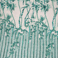 Green Sequins and Beads Floral Embroidered Tulle Fabric - Rex Fabrics