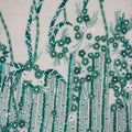 Green Sequins and Beads Floral Embroidered Tulle Fabric - Rex Fabrics