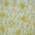 Royal Yellow Sequins and Beads Tulips Floral Embroidered Tulle Fabric - Rex Fabrics