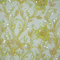 Royal Yellow Sequins and Beads Tulips Floral Embroidered Tulle Fabric - Rex Fabrics