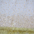 Gold Sequins and Bugle Beads with Feathers Embroidered Tulle Fabric - Rex Fabrics