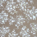 White and Ivory Floral Hand Painted Stamp Embroidered Tulle Fabric - Rex Fabrics