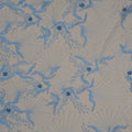 Sky Blue Floral with Bugle Beads and Rhinestones Embroidered Tulle Fabric - Rex Fabrics
