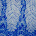 Royal Blue Modern Abstract Bugle Beads Embroidered Tulle Fabric - Rex Fabrics