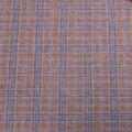 Light Brown and Blue Plaid Windowpane Wool & Silk Dorsilk Dormeuil Fabric - Rex Fabrics