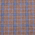 Light Brown and Blue Plaid Windowpane Wool & Silk Dorsilk Dormeuil Fabric - Rex Fabrics