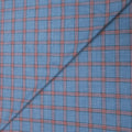 Blue & Orange Plaid Windowpane Wool and Linen Calypso Rising Sun Dormeuil Fabric - Rex Fabrics
